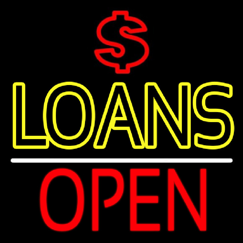 Custom Double Stroke Loans With Dollar Logo Open Neon Sign USA