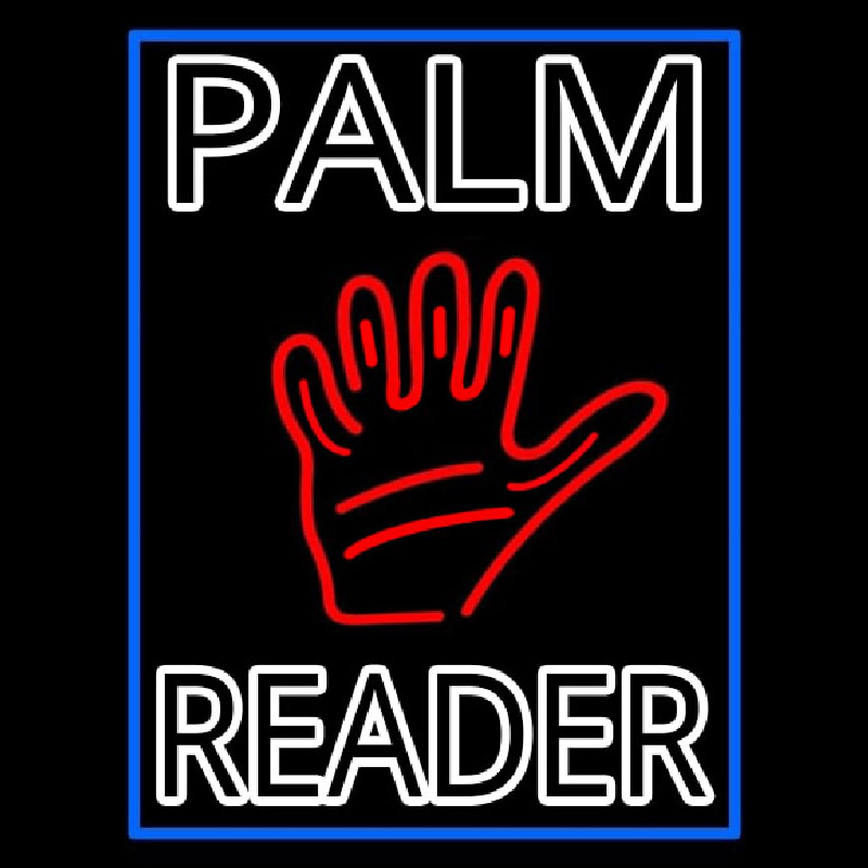 Custom Double Stroke Palm Reader With Border Neon Sign USA