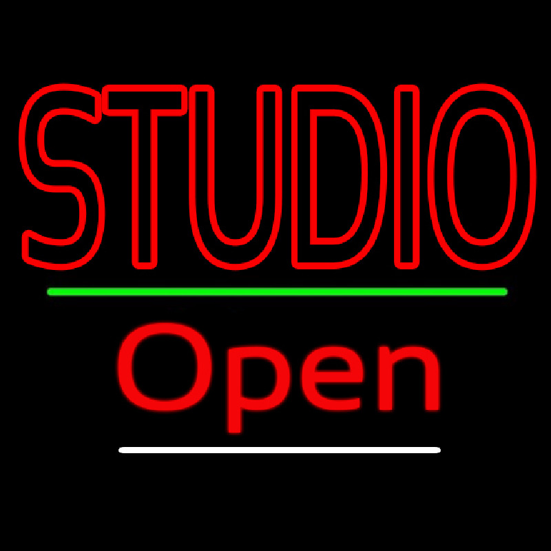 Custom Double Stroke Red Studio With Open 3 Neon Sign USA