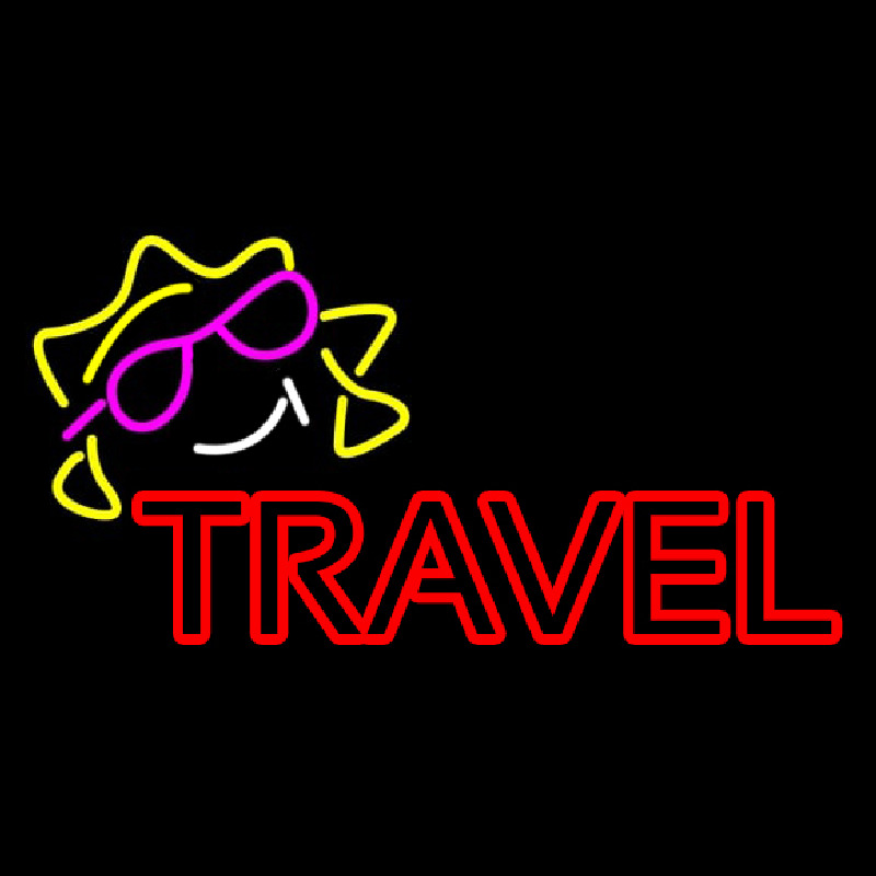 Custom Double Stroke Red Travel Neon Sign USA