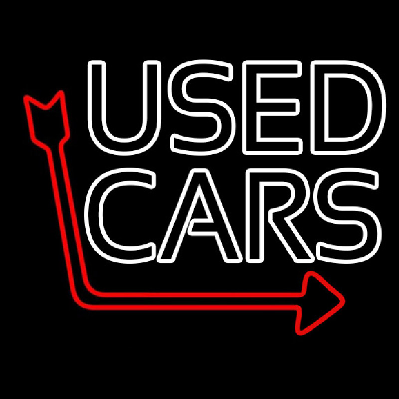 Custom Double Stroke Used Cars Red Arrow Neon Sign USA