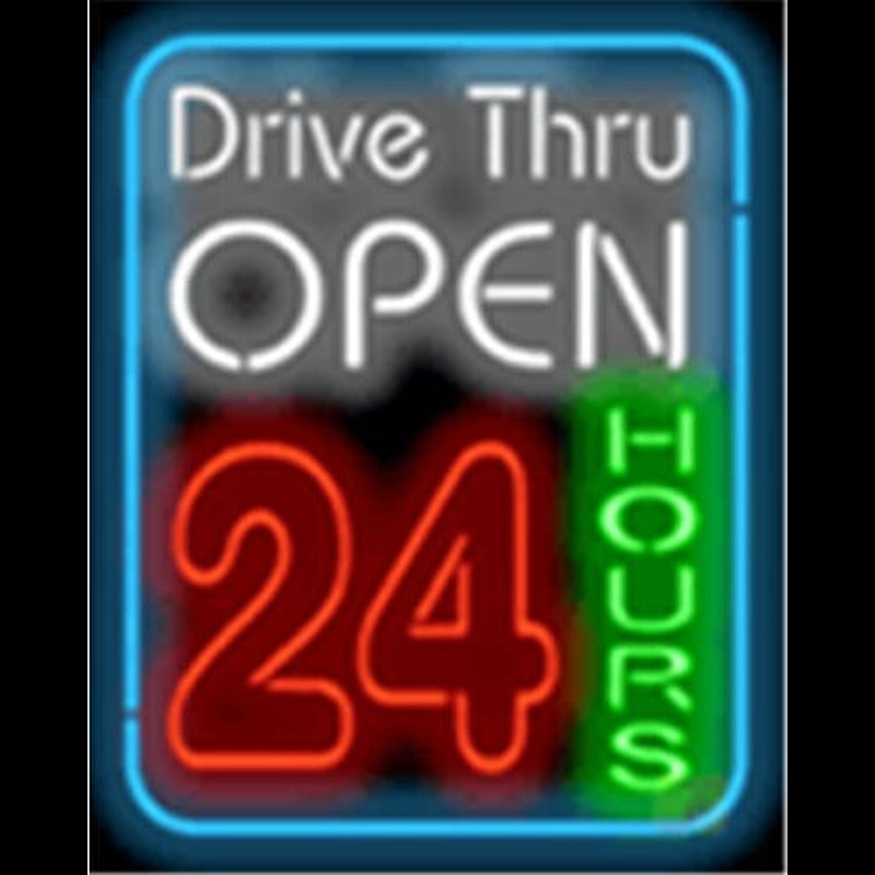 Custom Drive Thru Open 24 Hours Neon Sign USA