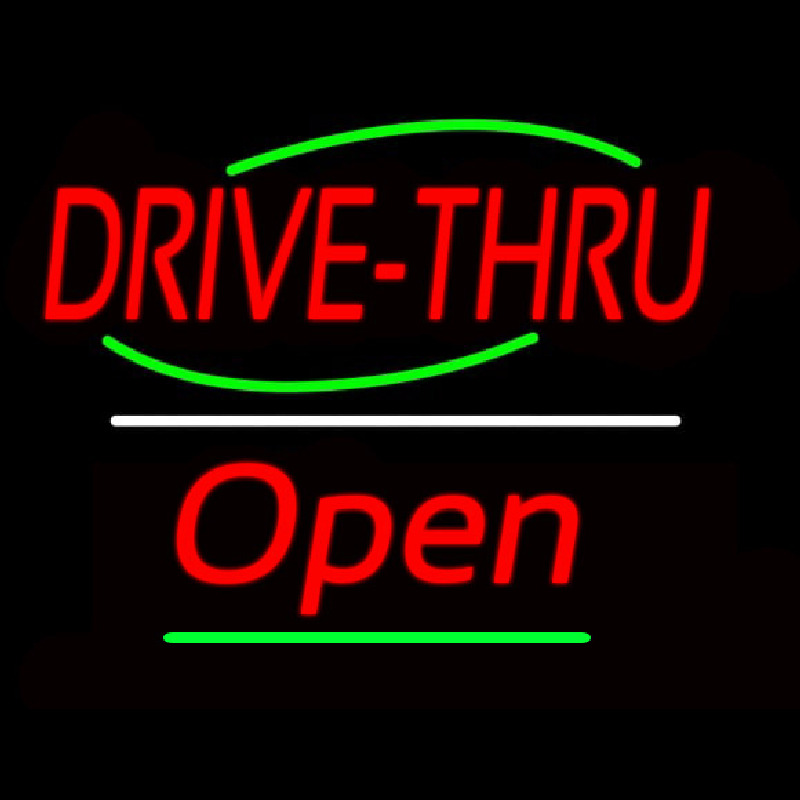 Custom Drive Thru Open Yellow Line Neon Sign USA