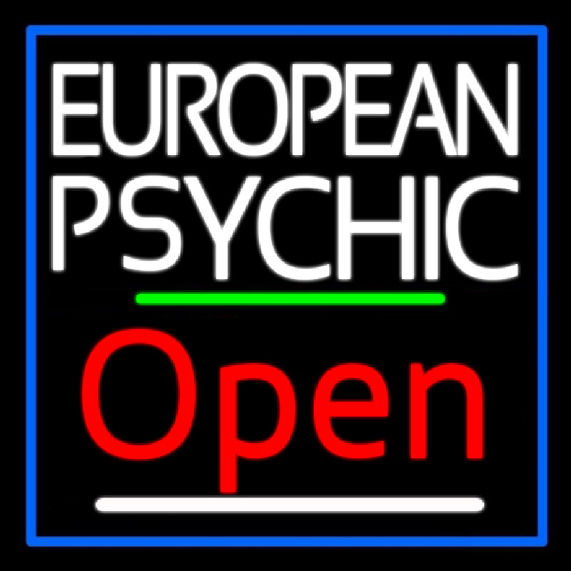 Custom European Psychic Open Blue Border Neon Sign USA