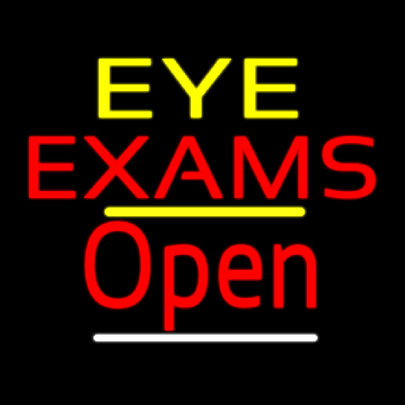 Custom Eye Exams Open Yellow Line Neon Sign USA