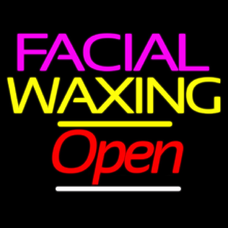 Custom Facial Waxing Open Yellow Line Neon Sign USA