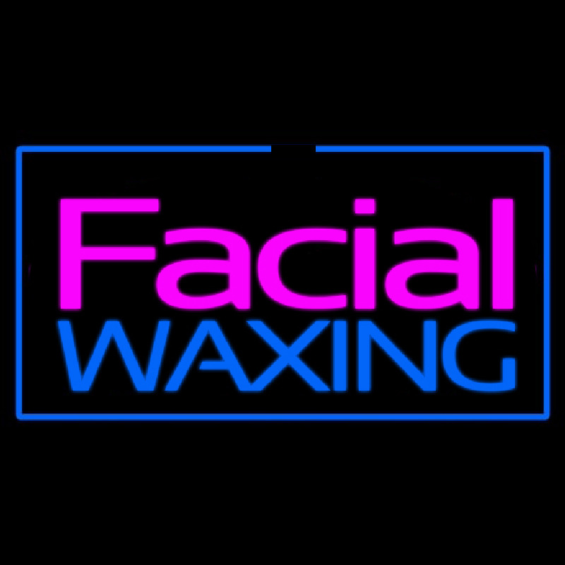 Custom Facial Waxing Rectangle Blue Neon Sign USA