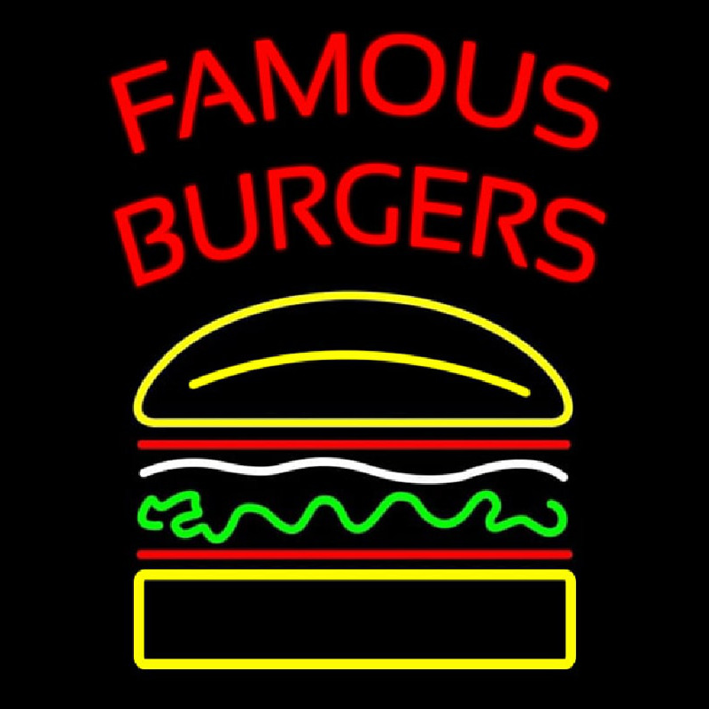 Custom Famous Burgers Neon Sign USA