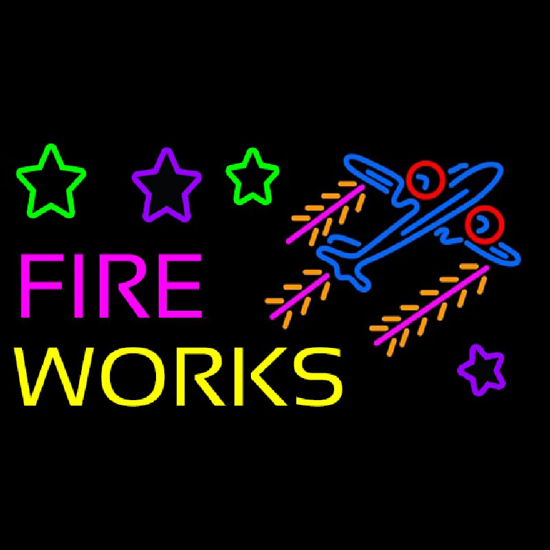 Custom Fire Work Cartoon Logo 2 Neon Sign USA