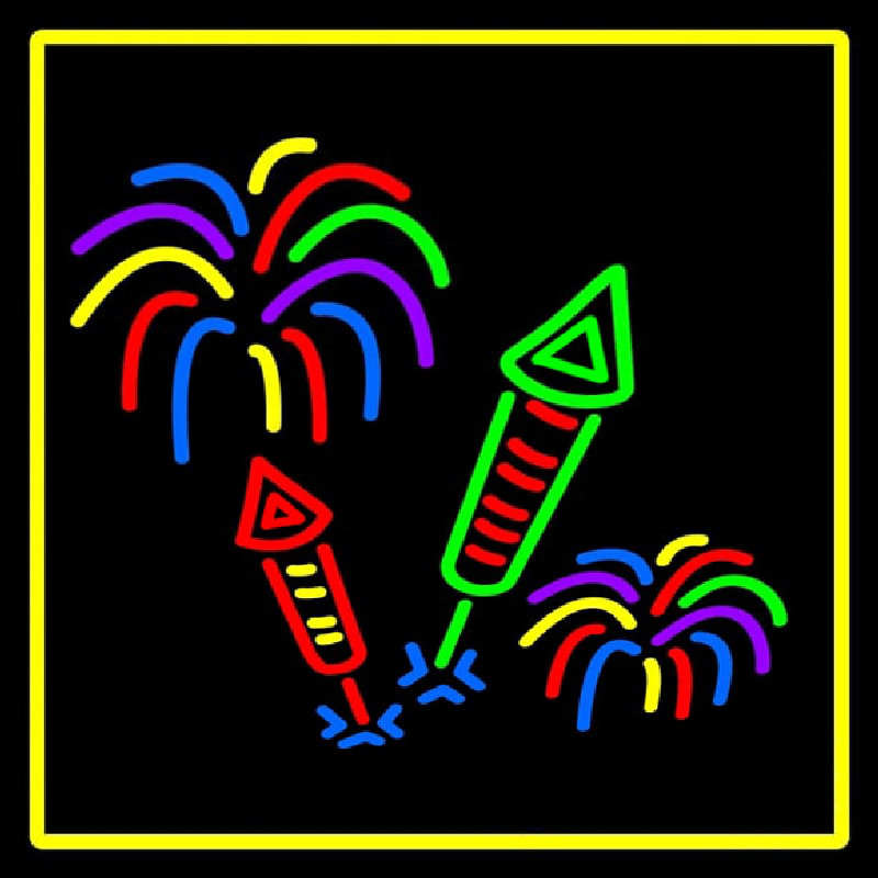 Custom Fire Work With Multi Color 1 Neon Sign USA