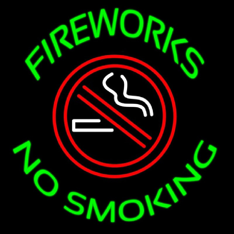 Custom Fire Works No Smoking With Logo 2 Neon Sign USA
