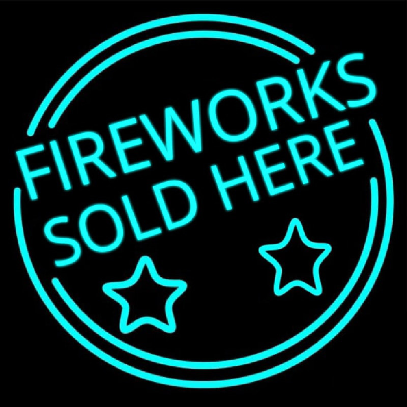 Custom Fireworks Sold Here Circle Neon Sign USA