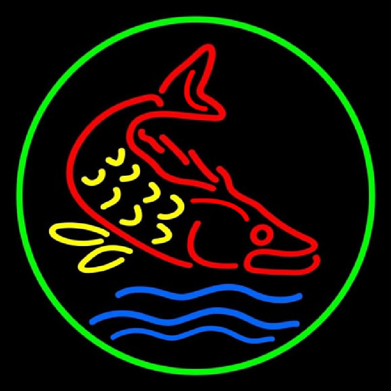 Custom Fish Green Border 2 Neon Sign USA