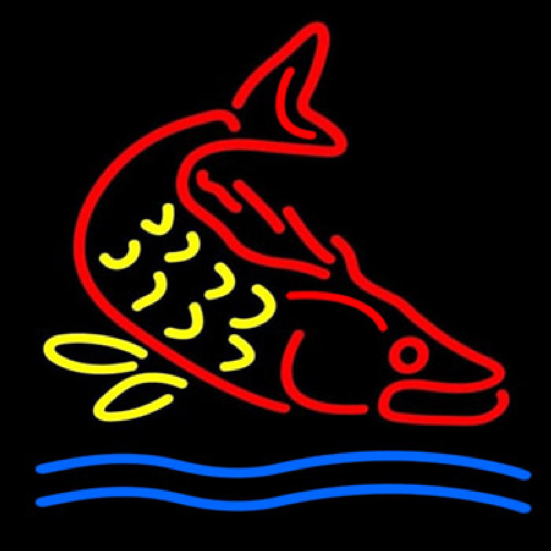 Custom Fish Green Border Neon Sign USA