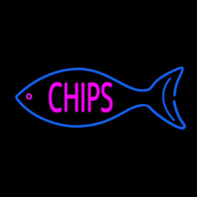 Custom Fish Logo Chips Neon Sign USA
