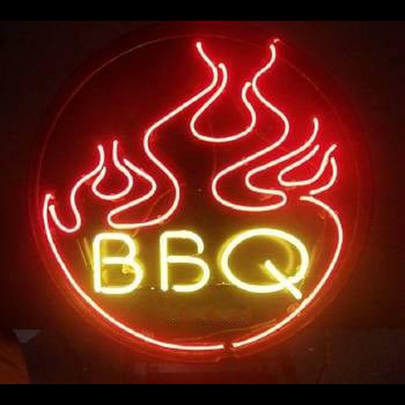 Custom Flames BBQ Neon Sign USA