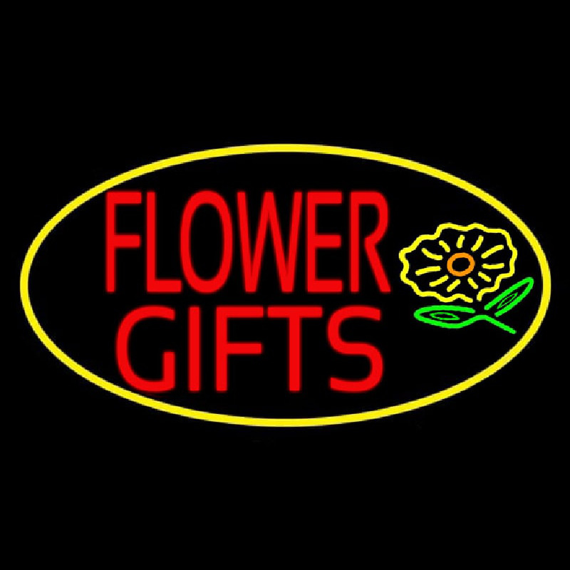Custom Flower Gifts In Block Oval Neon Sign USA