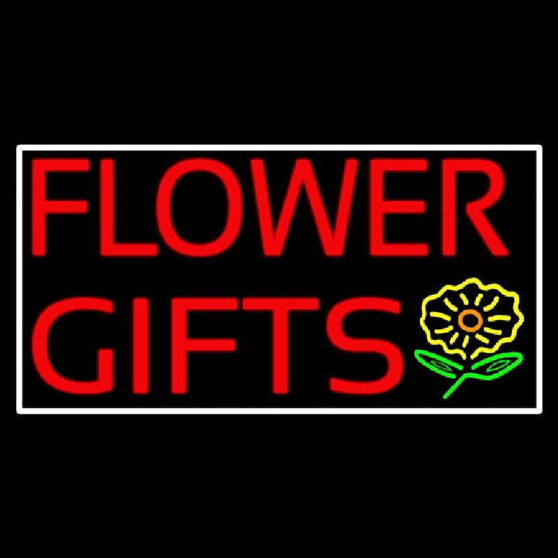 Custom Flower Gifts White Border In Block Neon Sign USA