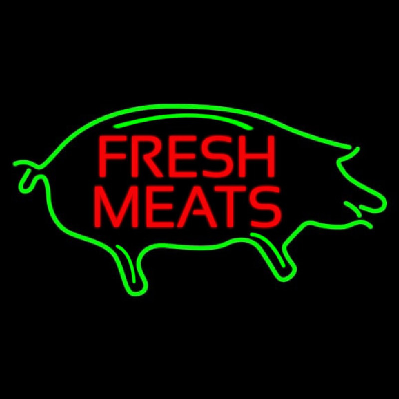 Custom Fresh Meats With Pig Neon Sign USA