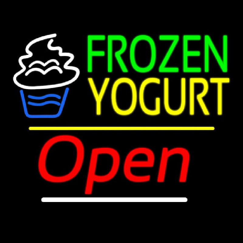 Custom Frozen Yogurt Open Yellow Line Neon Sign USA