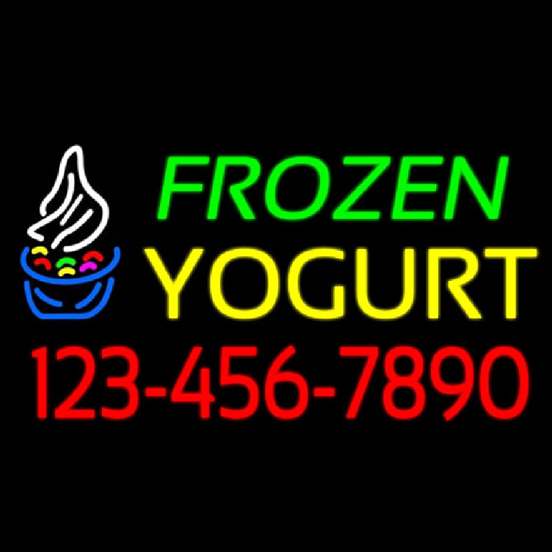 Custom Frozen Yogurt With Phone Number Neon Sign USA