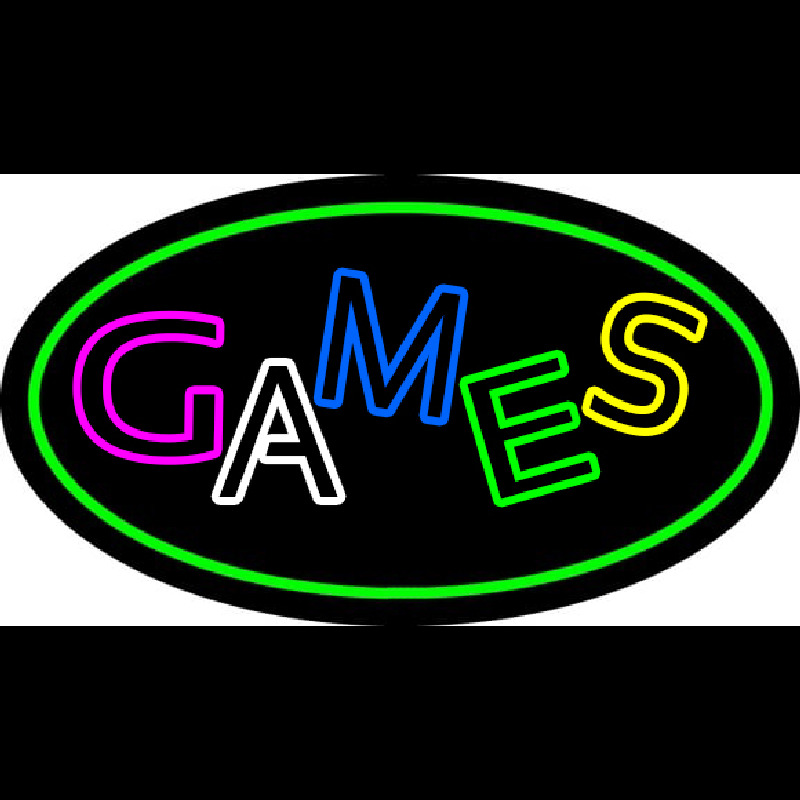 Custom Games Oval Green Neon Sign USA