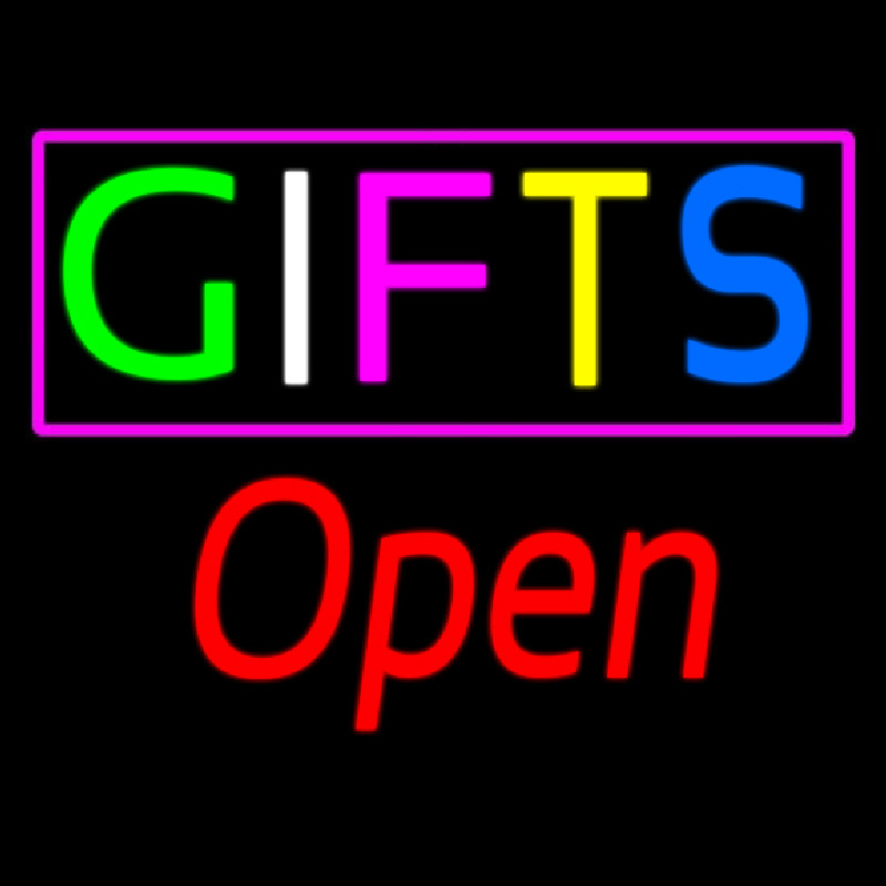 Custom Gifts Block Open Red Neon Sign USA