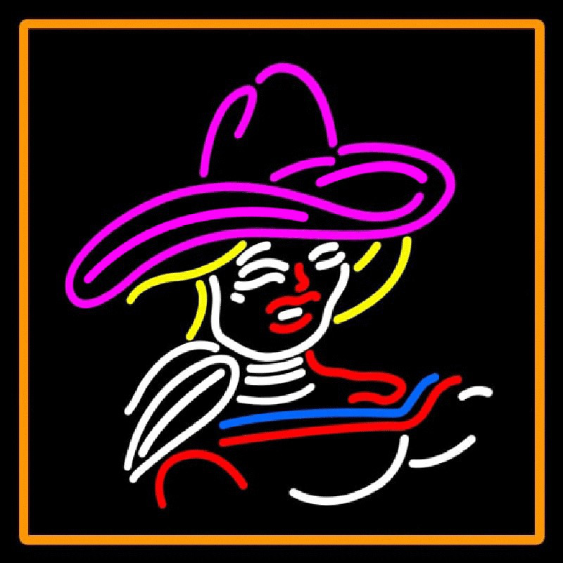 Custom Girl With A Hat Neon Sign USA
