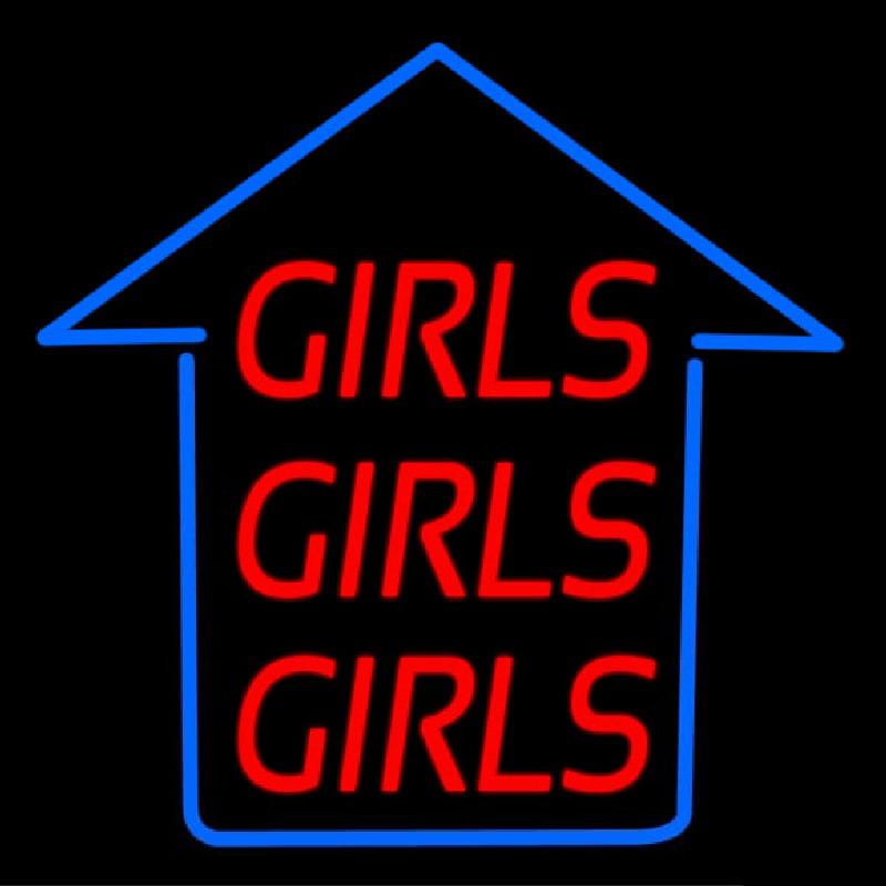 Custom Girls Girls Girls Blue Arrow Neon Sign USA