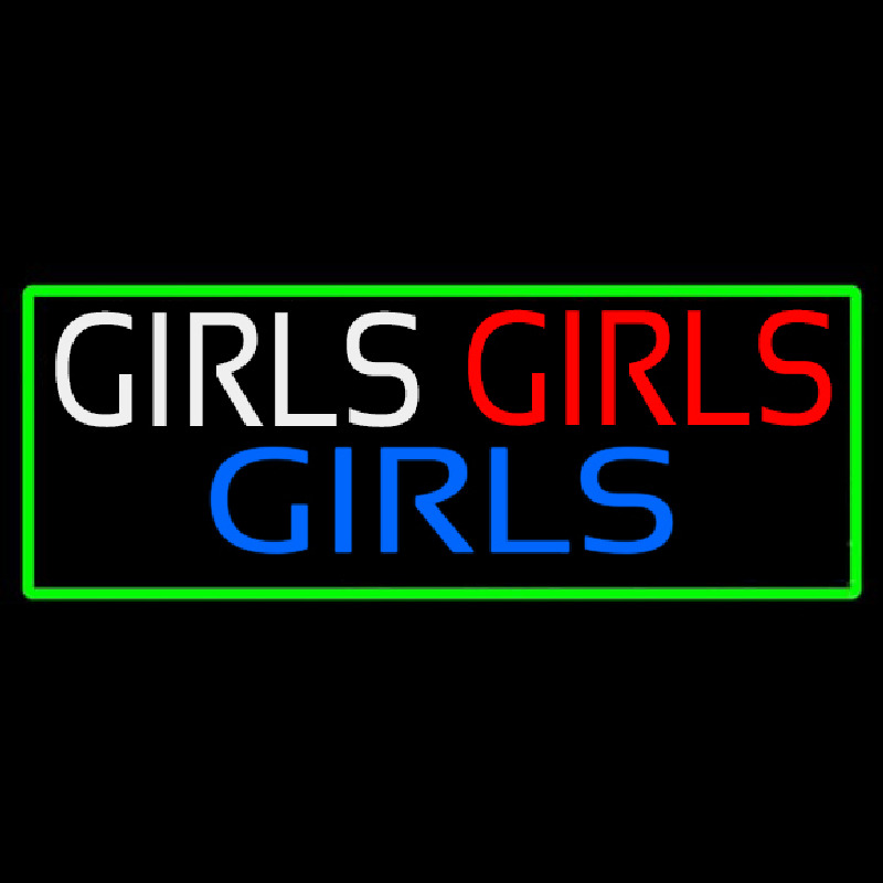 Custom Girls Girls Girls Strip With Turquoise Border Neon Sign USA