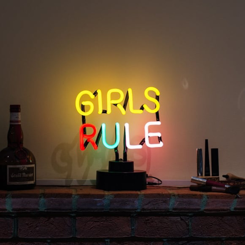 Custom Girls Rule Desktop Neon Sign