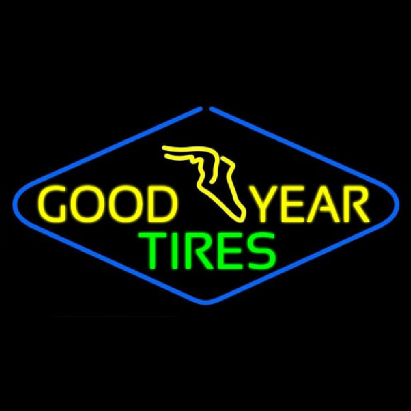 Custom Goodyear Tires Blue Border Neon Sign USA