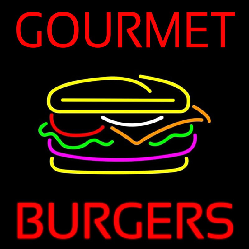 Custom Gourmet Burgers Neon Sign USA