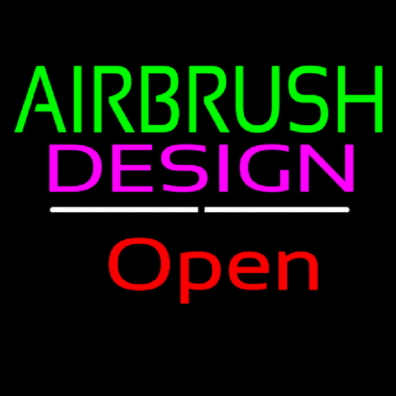 Custom Green Airbrush Design Red Open White Line Neon Sign USA