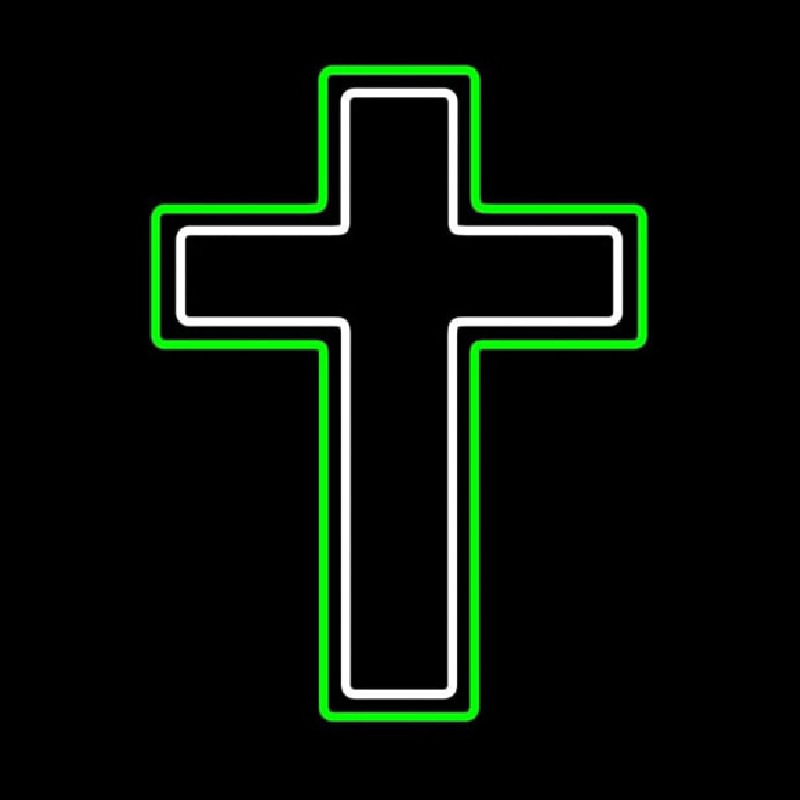Custom Green And White Christian Cross Neon Sign USA