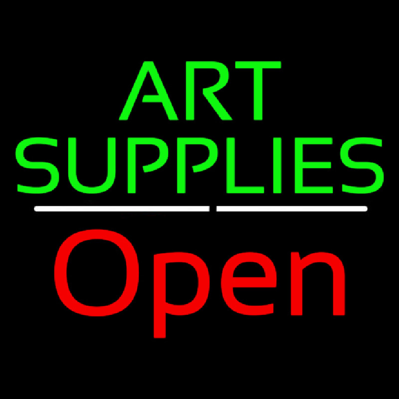 Custom Green Art Supplies With Open 2 Neon Sign USA