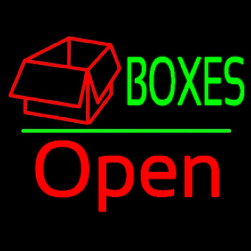 Custom Green Boxes Red Logo With Open 2 Neon Sign USA