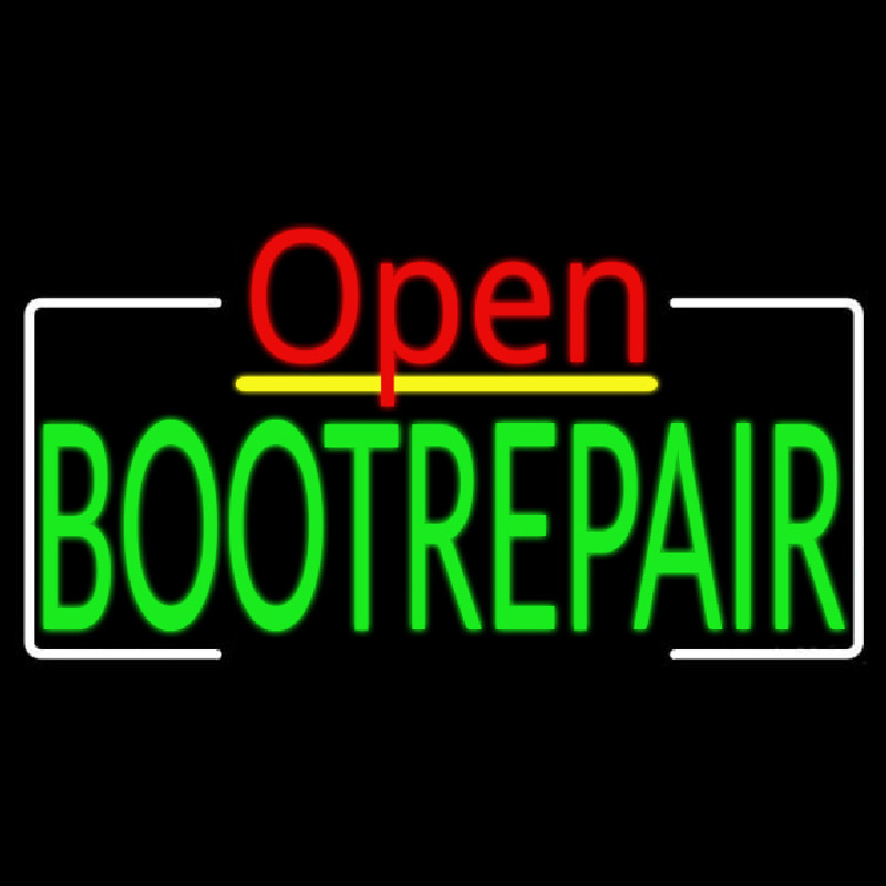 Custom Green Boot Repair Open Neon Sign USA