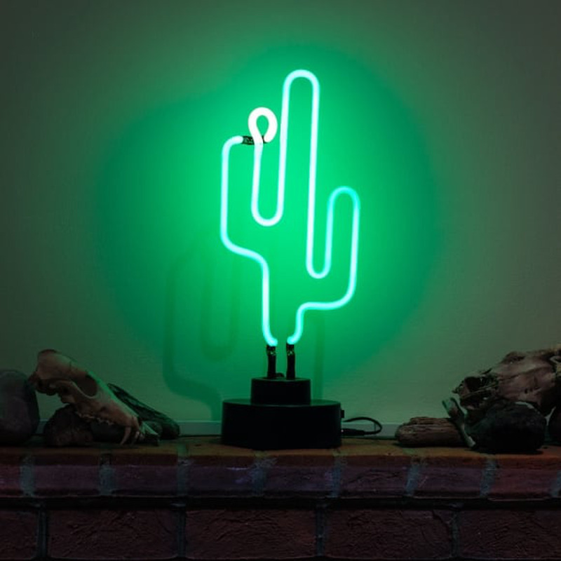 Custom Green Cactus Desktop Neon Sign