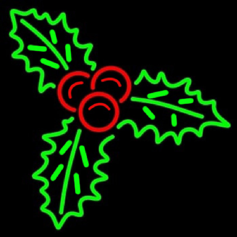 Custom Green Christmas Holly Neon Sign USA
