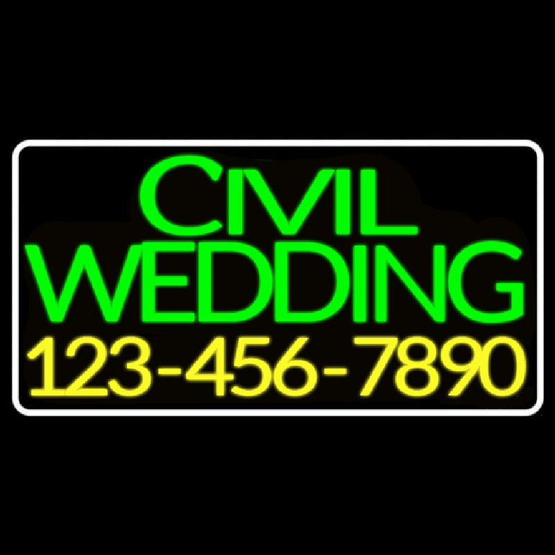 Custom Green Civil Wedding With Phone Number Neon Sign USA