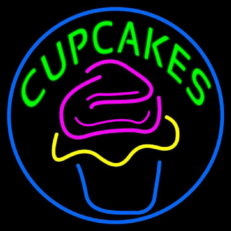 Custom Green Cupcakes With Cupcake Neon Sign USA