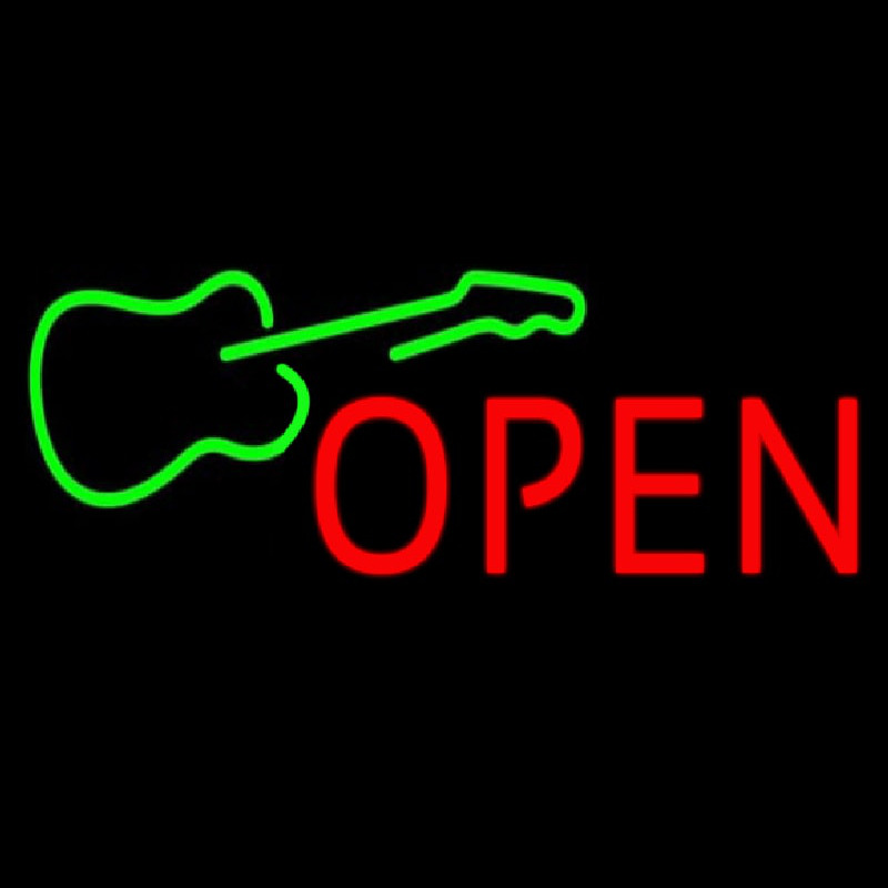 Custom Green Guitar Open Neon Sign USA