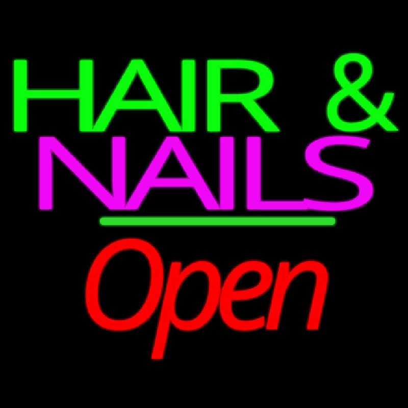 Custom Green Hair And Nails Open Neon Sign USA