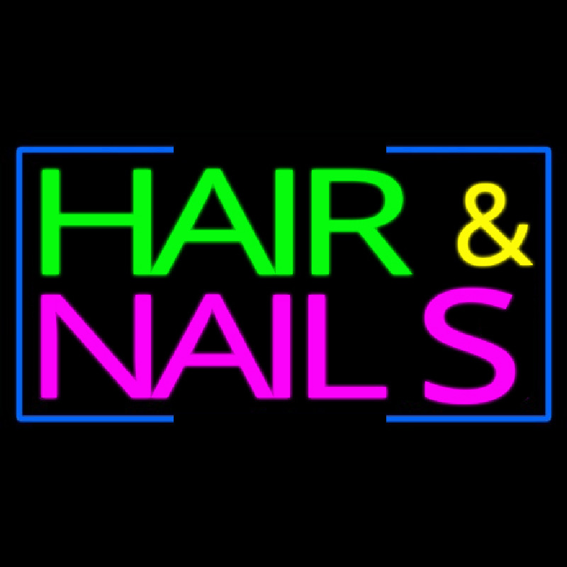 Custom Green Hair And Pink Nails With Blue Border Neon Sign USA