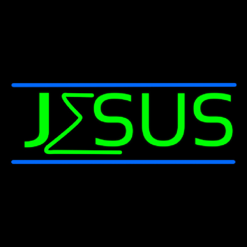 Custom Green Jesus Blue Line Neon Sign USA