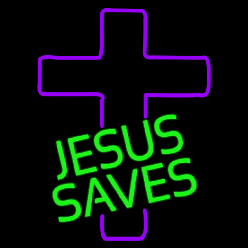 Custom Green Jesus Saves Purple Cross Neon Sign USA