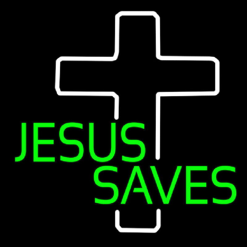 Custom Green Jesus Saves White Cross Neon Sign USA
