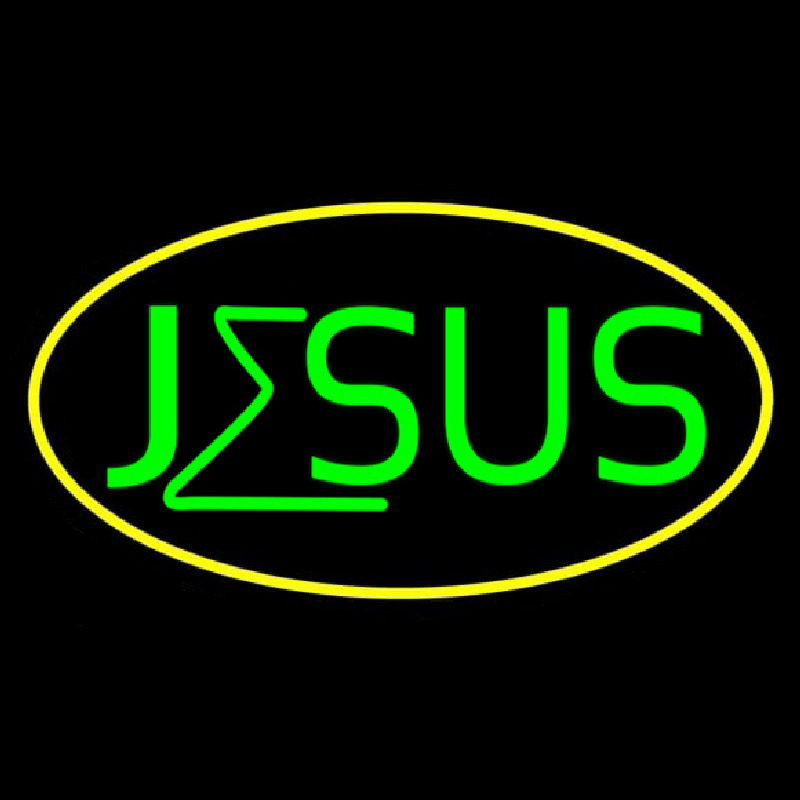 Custom Green Jesus Yellow Border Neon Sign USA