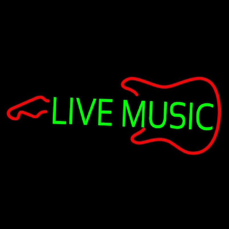 Custom Green Live Music With Guitar Logo Neon Sign USA